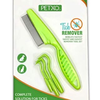 Home Tick Removal Tool for Dogs, Cats and Humans | Ultra-Safe Tick Remover | Removes Entire Head & Body | Pain-Free Ticks Remover | Tick Control Products | Pack of 3 + Flea Comb for Pets.