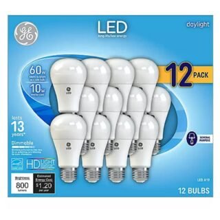 GE Daylight 60 Watt Replacement LED Light Bulbs, General Purpose, Dimmable Light Bulbs (Daylight, 12 Pack) (12)