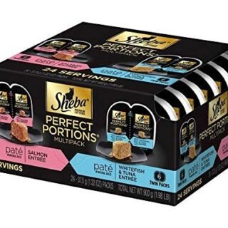 Sheba Perfect Portions Multipack Salmon and Whitefish & Tuna Entrée Wet Cat Food Corn Soy Wheat Free (12 Twin Packs), 1.98 Pounds