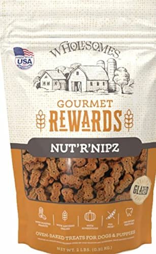 SPORTMiX Wholesomes Gourmet Rewards Nut'R'Nipz Dog Biscuits, Peanut Butter, 2Lb. Bag (2100306)