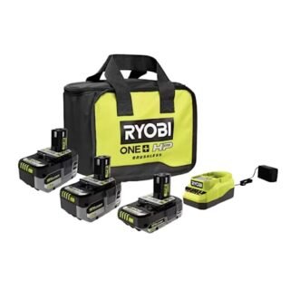 RYOBI ONE+ 18V Lithium-Ion HIGH Performance Starter Kit with 2.0 Ah Battery, 4.0 Ah Battery, 6.0 Ah Battery, Charger, and Bag