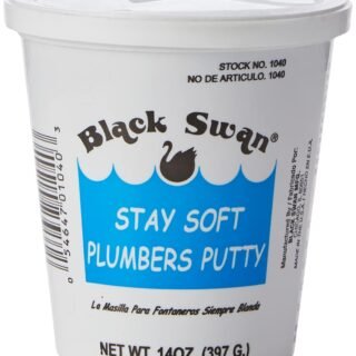 AquaPlumb Plumbers Putty | White, 14oz, Fixture Setting Compound. Stays Soft. Use on Sinks, Tubs, Fountains and More., Compact (01040)