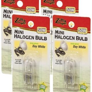 Zilla 4 Pack of Reptile Terrarium Heat Lamps Mini Halogen Bulb, Day White, 50 Watts