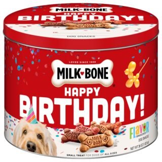 Milk-Bone Flavor Snacks Birthday Dog Treats, Small Biscuits, 36 Ounce Reusable Tin