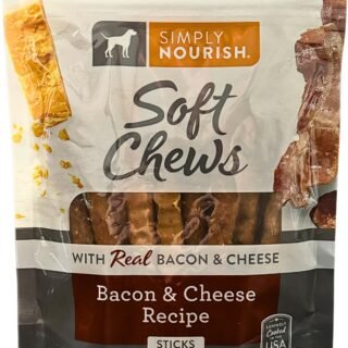 SIMPLY NOURISH Soft Chews (1) Real Bacon & Cheese Recipe Sticks 1-6 OZ (170g) Bag